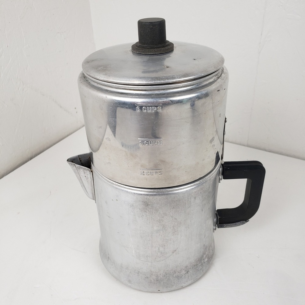 Vintage Drip-O-lator 6 Cup Aluminum Coffee Maker Enterprise Aluminum Co Stovetop